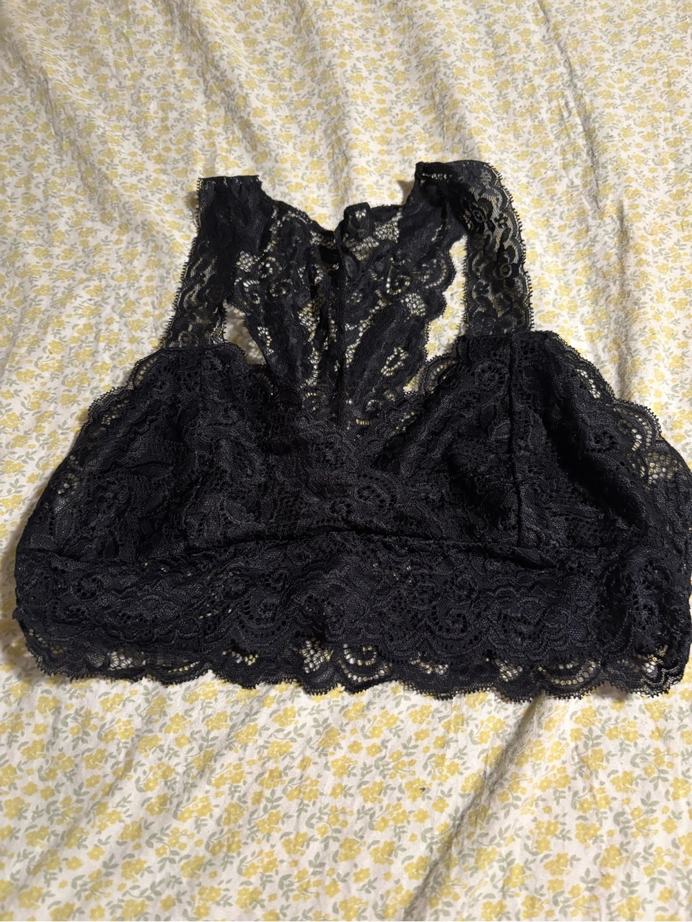 Black Lace Bralette with Racerback Detailing